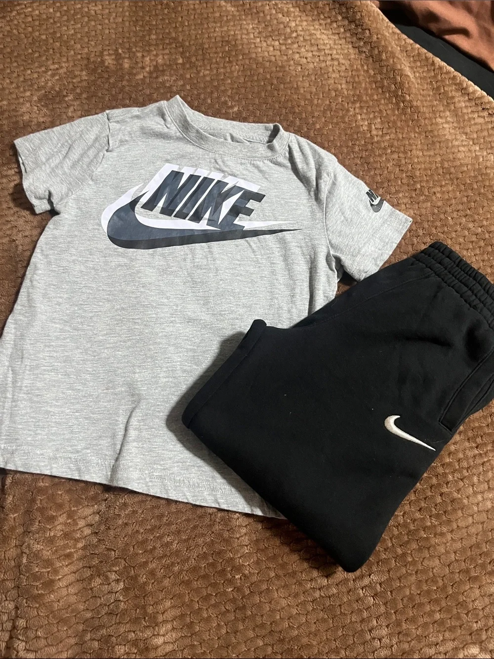 Nike Kids Black Joggers with White Swoosh